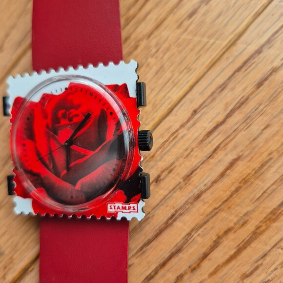 S.T.A.M.P.S Watch Red Rose Untested Nature Wearable Art - Picture 4 of 12
